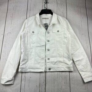 Mavi Small Cropped Fit Mid Stretchable Denim Jeans Jacket White Women New‎
